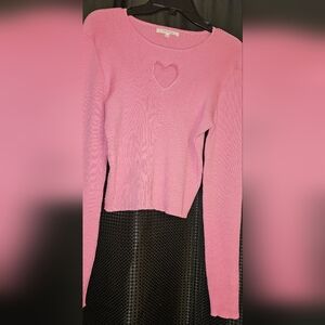 PACSUN WOMEN'S HEART HOT PINK KNIT SWEATER LARGE NWOT